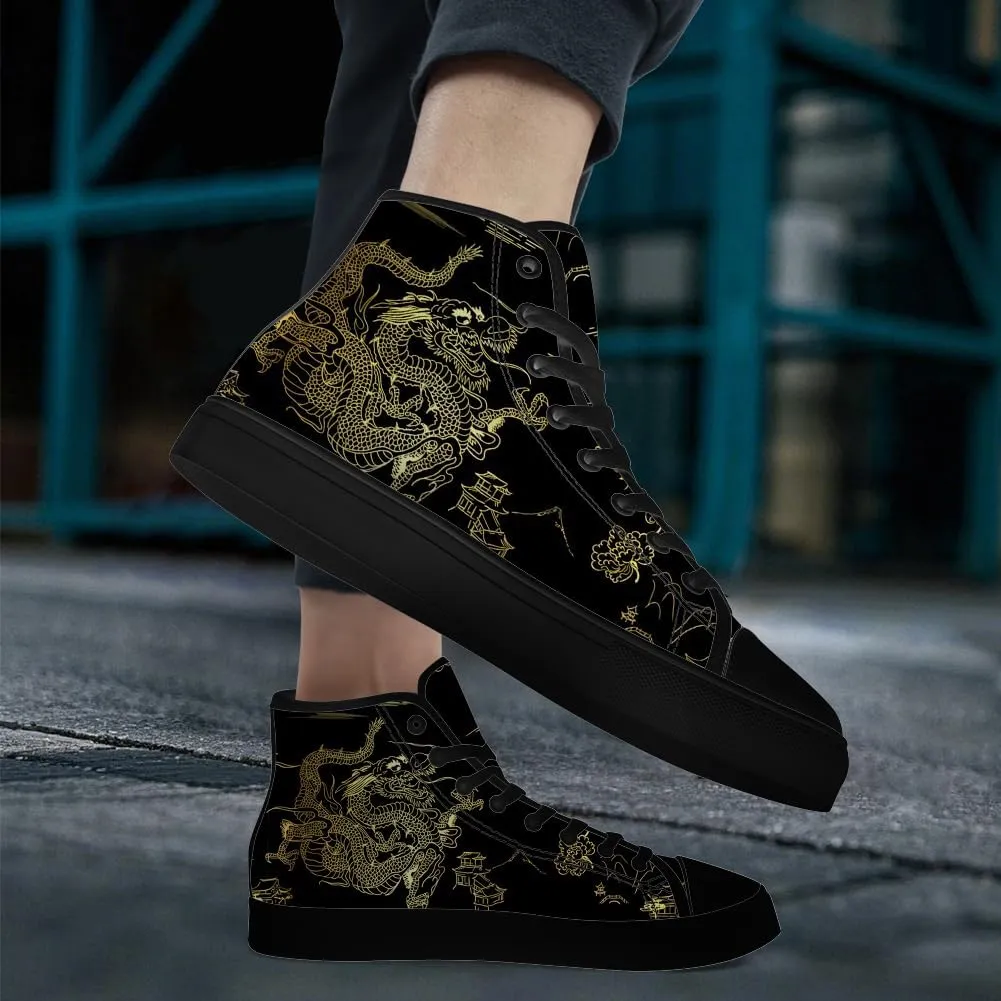 Dragon High Top Canvas Shoes Mens Womens Chinese Dragon High Top Sneakers Lace Up Casual Shoes Gifts for Men Women