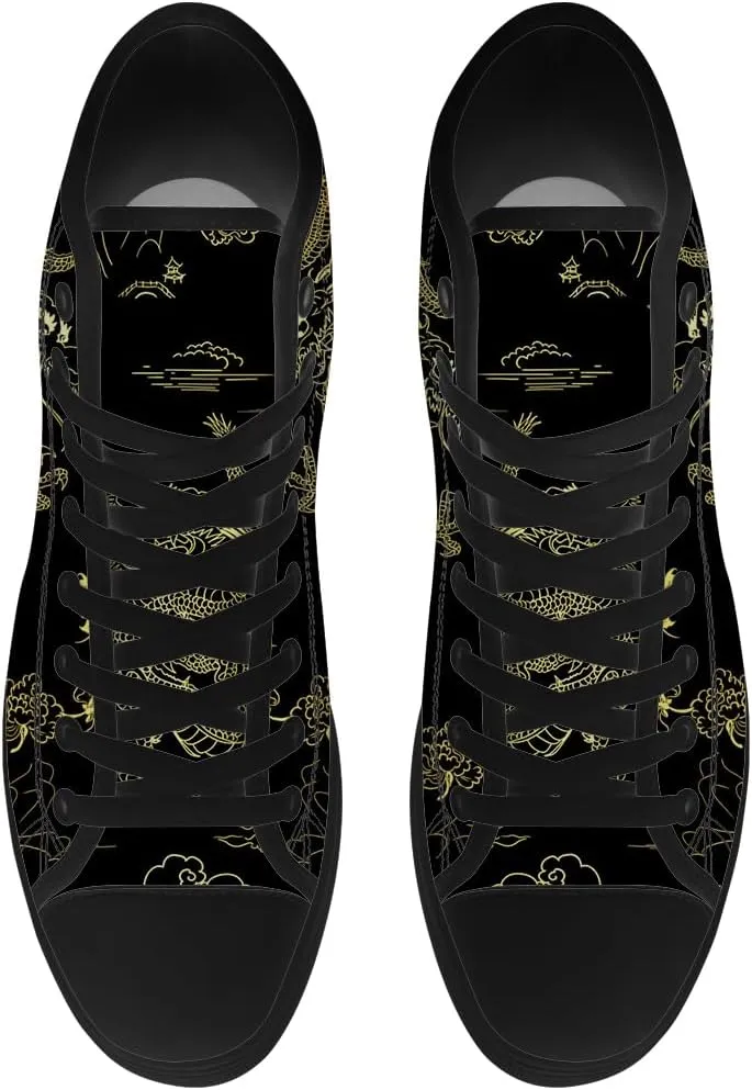 Dragon High Top Canvas Shoes Mens Womens Chinese Dragon High Top Sneakers Lace Up Casual Shoes Gifts for Men Women