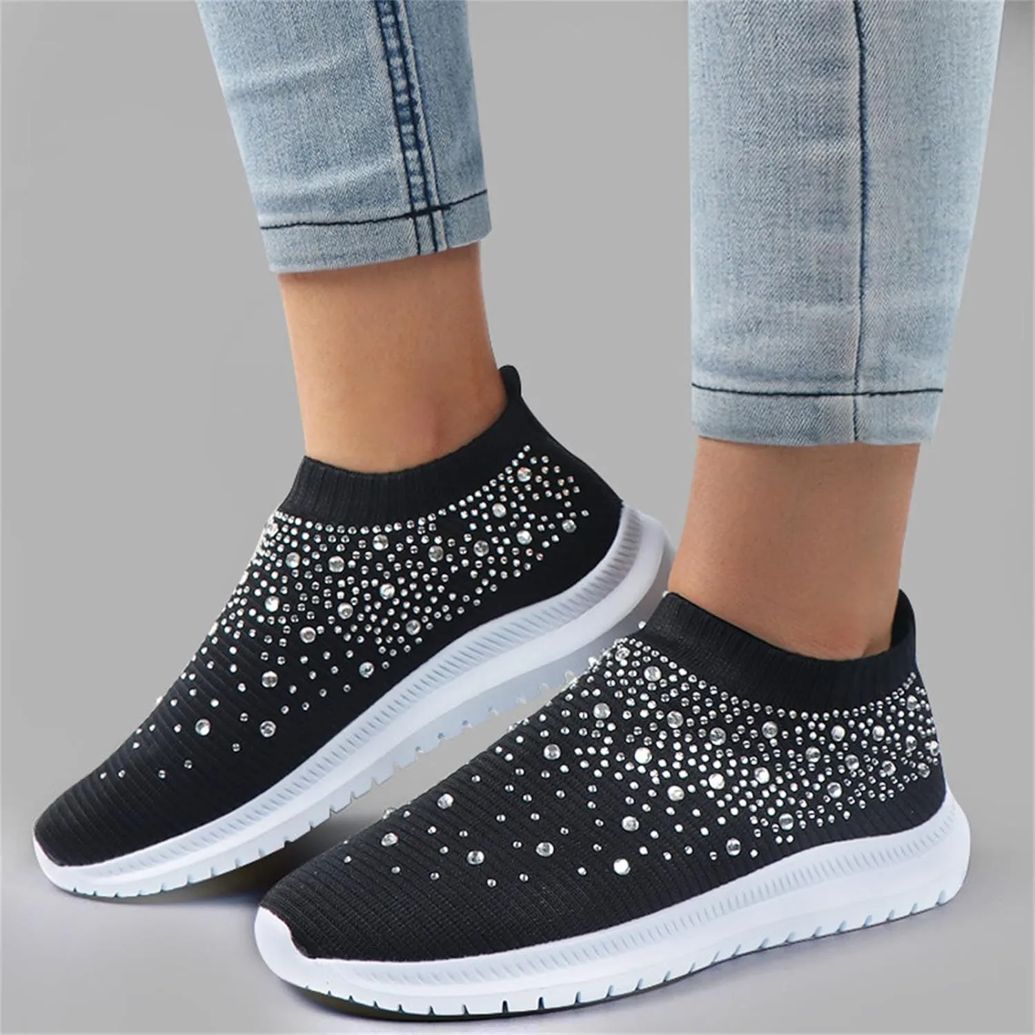 Ladmiple Sneakers For Women Slip On Walking Shoes Non Slip Fashion Casual Dressy Summer Fashion Comfortable Flats Loafer