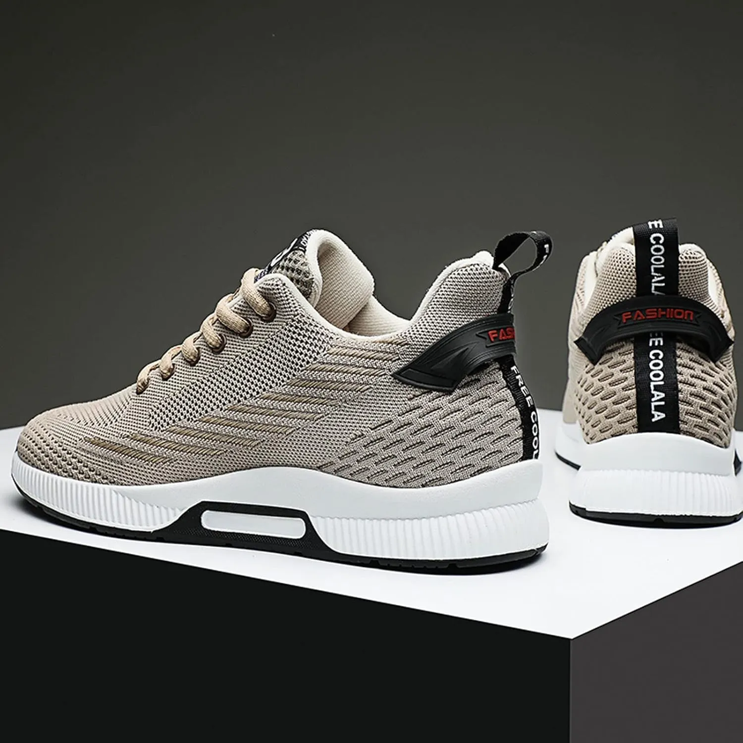 Men's Elevator Sneakers 2.36 Inch Invisible Height Increasing Lace up Fashion Sneakers