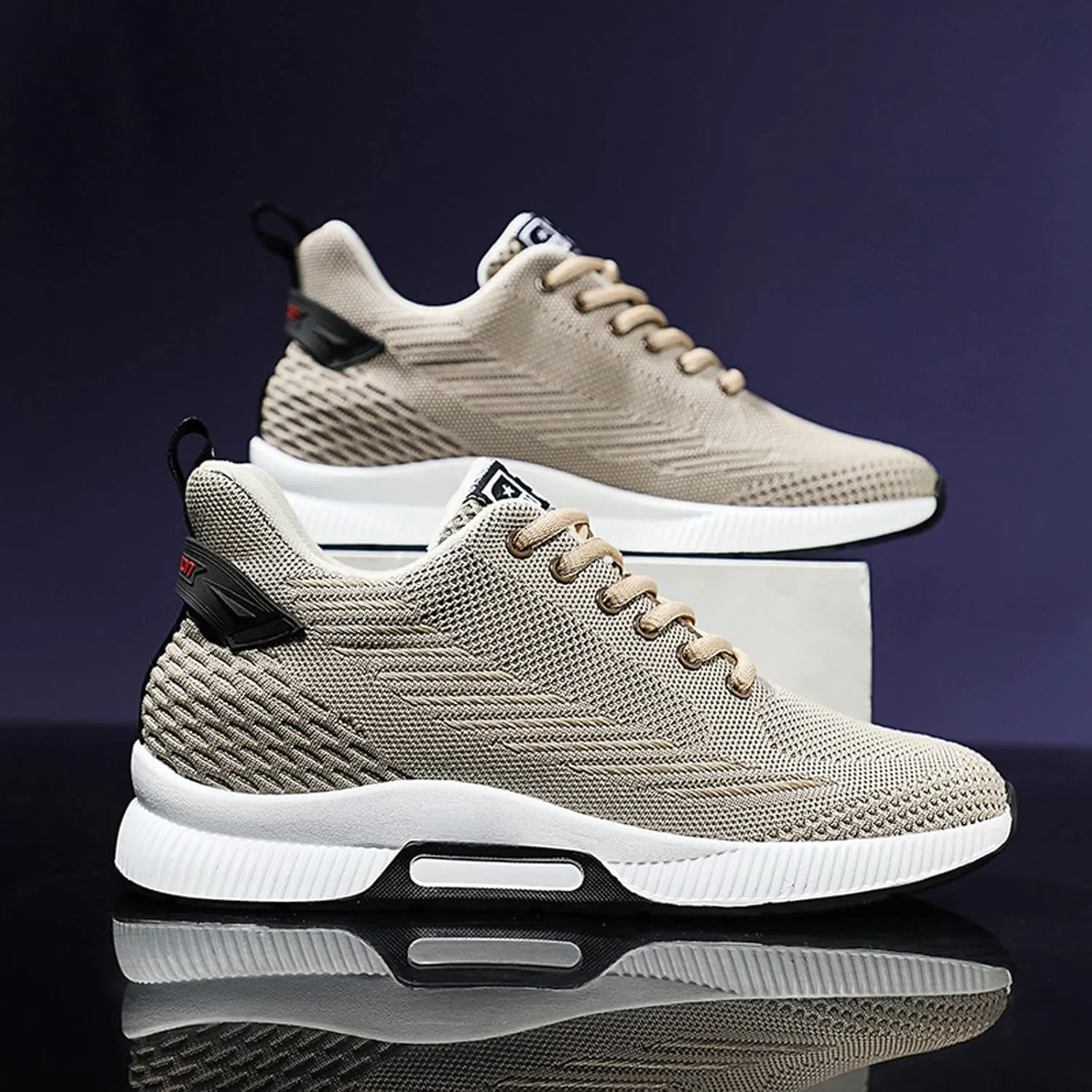 Men's Elevator Sneakers 2.36 Inch Invisible Height Increasing Lace up Fashion Sneakers