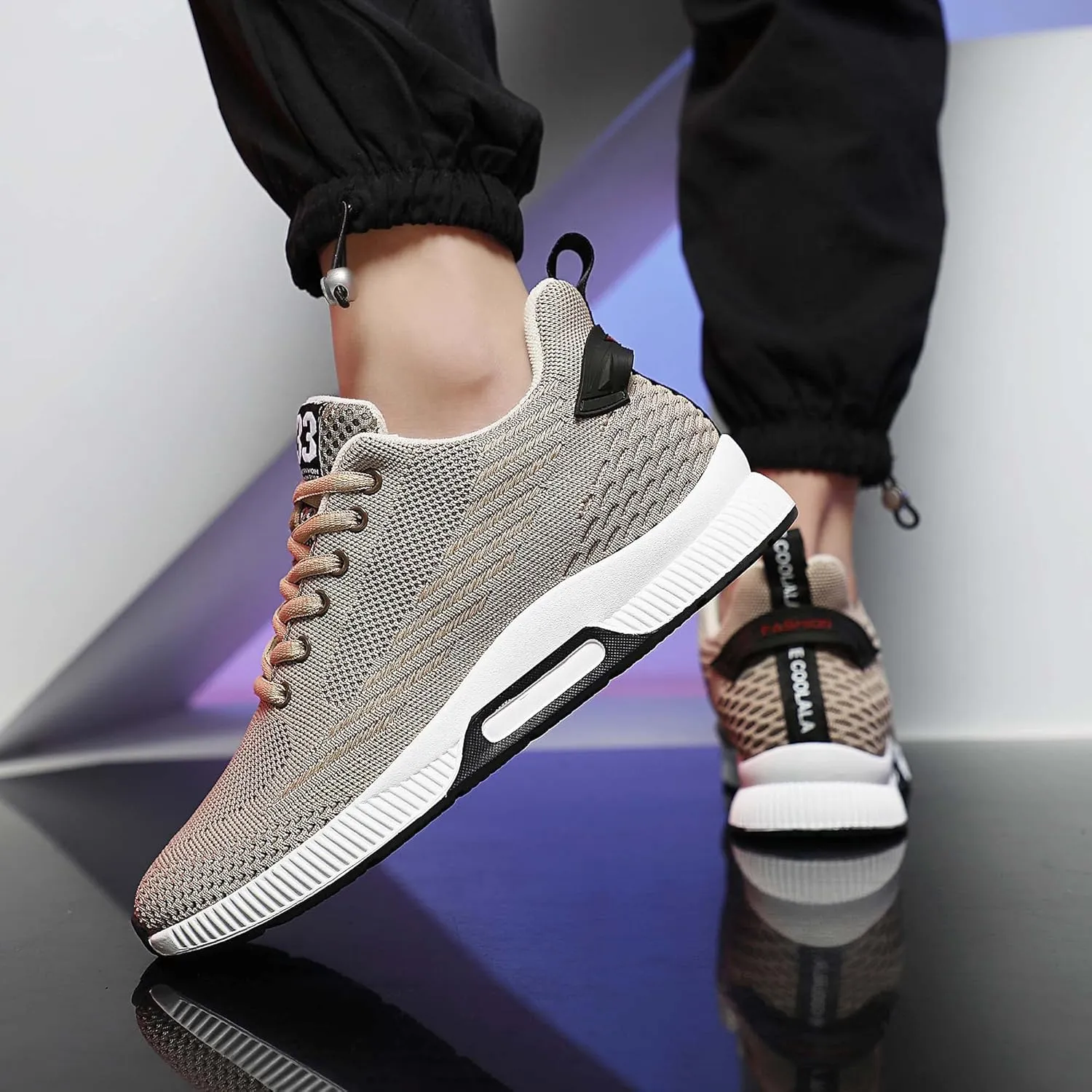 Men's Elevator Sneakers 2.36 Inch Invisible Height Increasing Lace up Fashion Sneakers