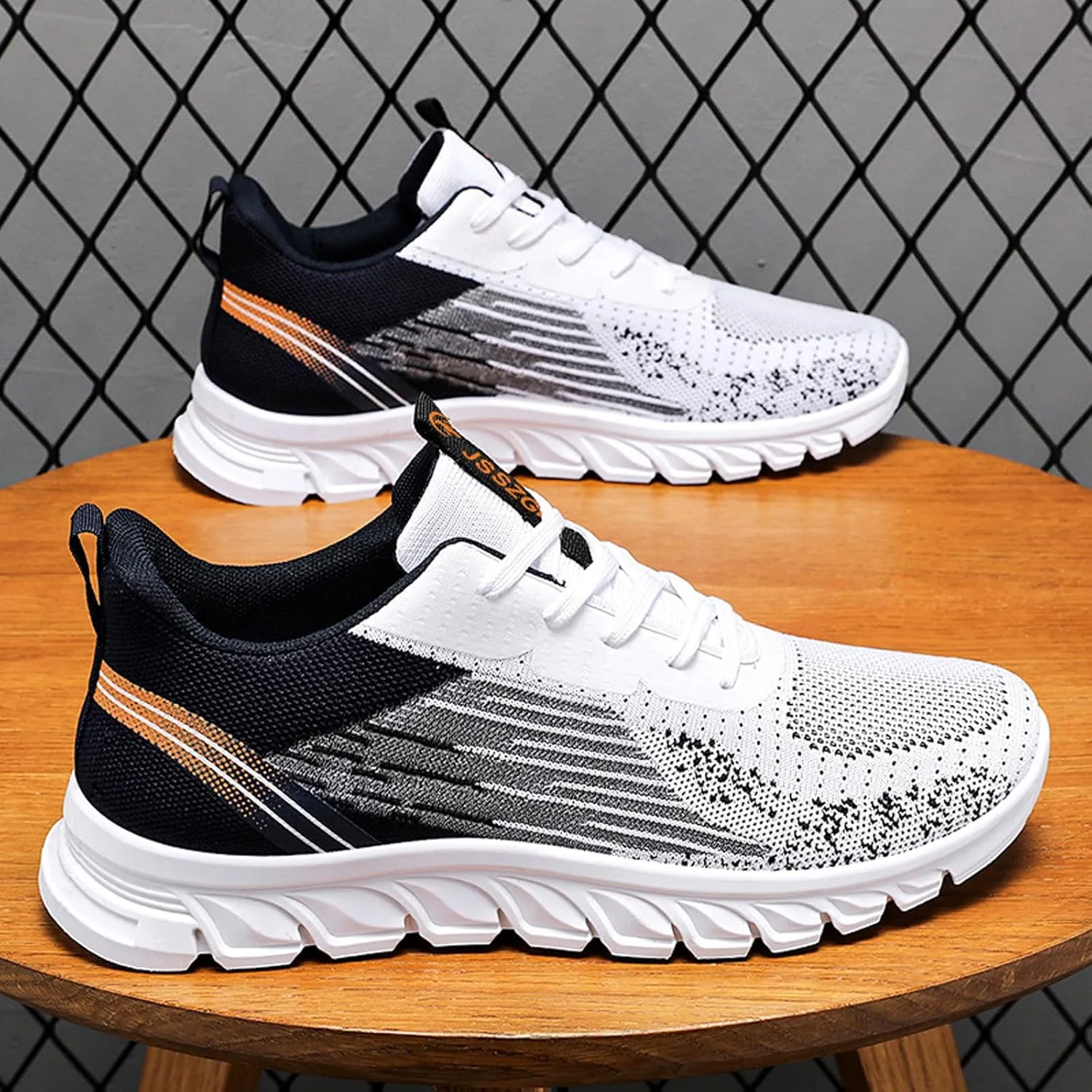 Men's Knitted Mesh Lace-up Walking Shoes Lightweight Breathable Fashion Sneakers Outdoor Running Workou Casual Trainers