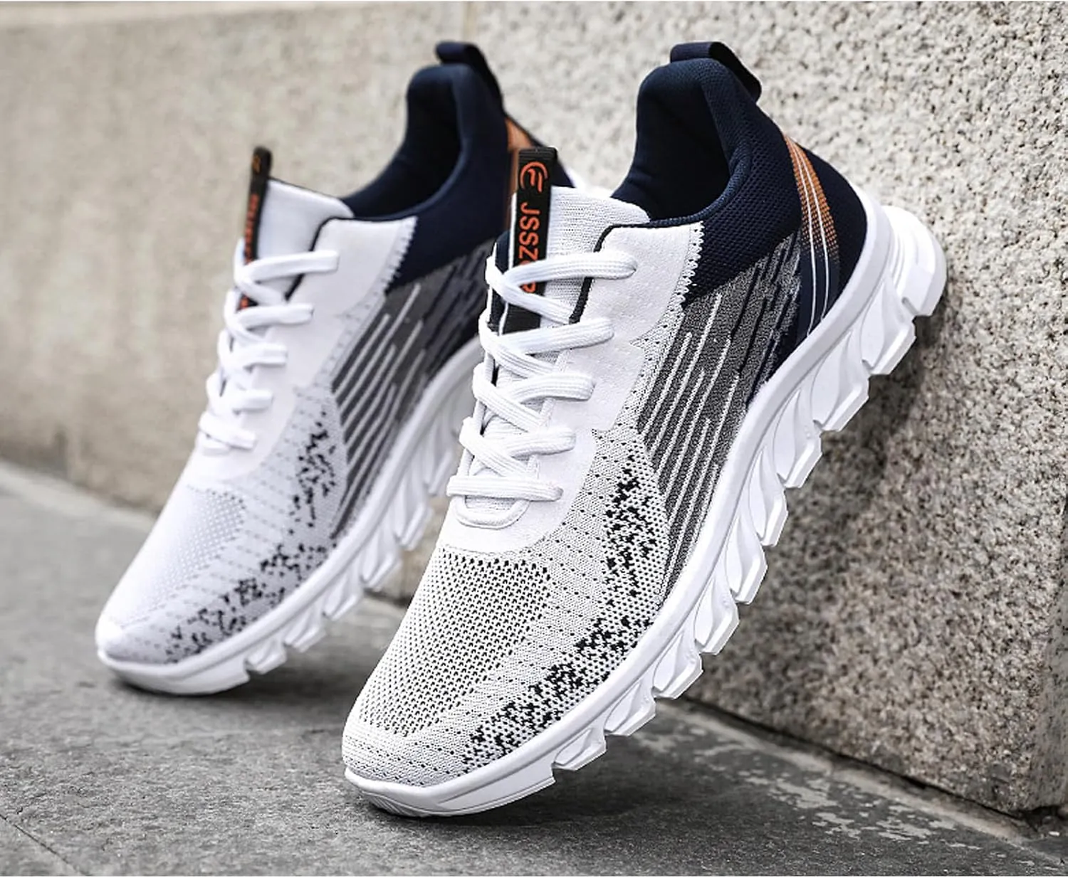 Men's Knitted Mesh Lace-up Walking Shoes Lightweight Breathable Fashion Sneakers Outdoor Running Workou Casual Trainers