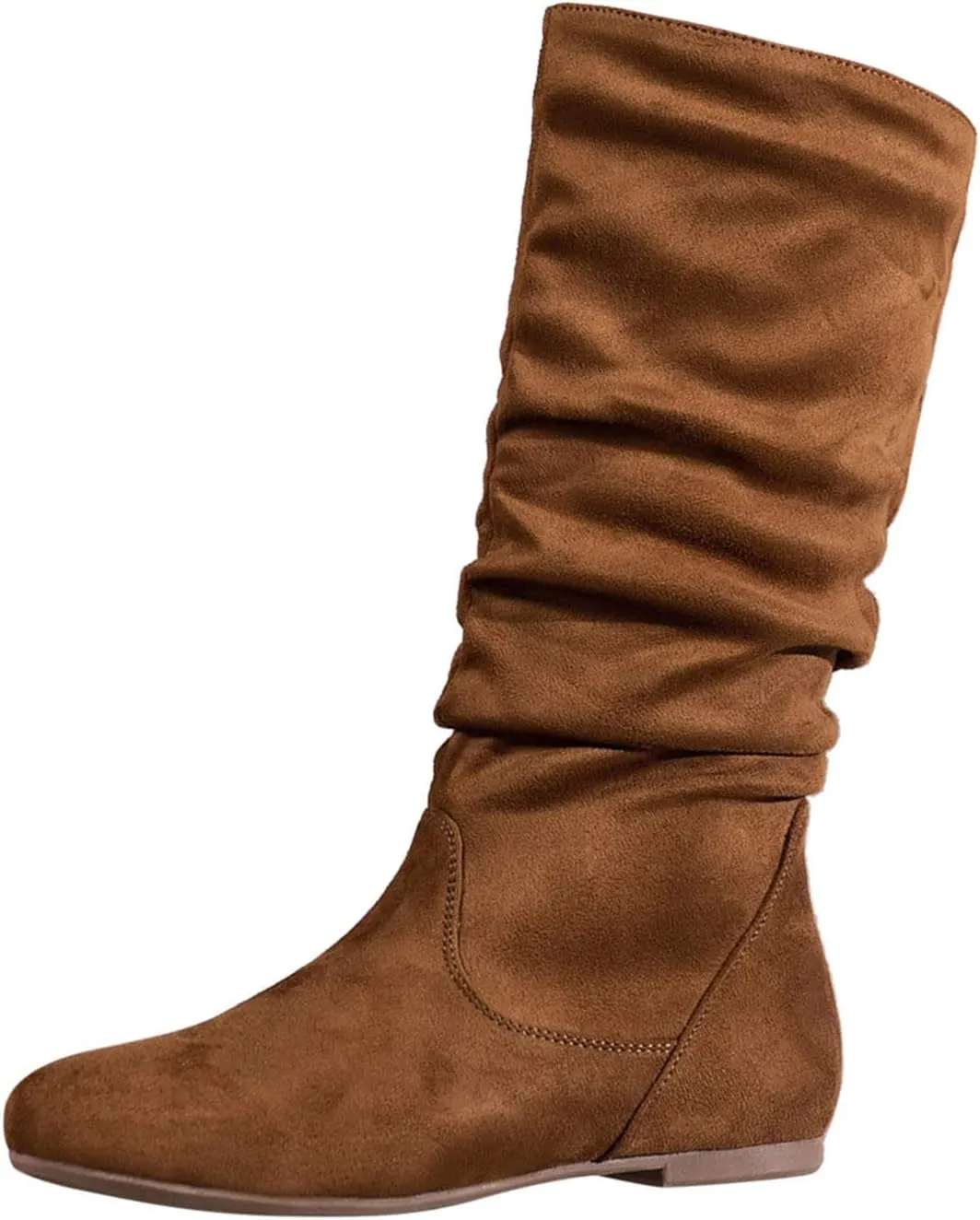 Winter Boots For Women Retro Side Zipper Flats Thigh High Boots Pleated Suede Knee High Boots Fall Long Bootie