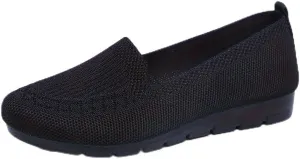Women's Trendy Solid Color Mesh Breathable Loafers Shoes, Flat Slip On Comfortable Flying Woven Shoes, Casual Versatile Wear Resistance Walking Shoes Mama Shoes