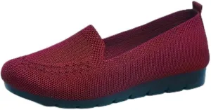 Women's Trendy Solid Color Mesh Breathable Loafers Shoes, Flat Slip On Comfortable Flying Woven Shoes, Casual Versatile Wear Resistance Walking Shoes Mama Shoes
