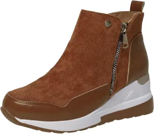 Womens Wide Snow Boots Outdoor Ski Boots Thickening Womens Leather Fu Lined Slip On Ankle Booties